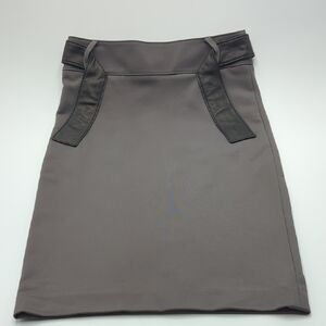 Mackage Pencil Skirt 2 Gray Black Leather Detail Zip Up Stretchy Moto Sleek